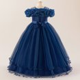 thumbnail image 2 of IDOPIP Flower Girl Dress Birthday Party Princess Dress Tulle Pageant Gown Kids Floral Lace Embroidery Formal Bridesmaid Dress Wedding Prom Communion Dresses 7 Years Navy Blue, 2 of 8