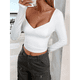 thumbnail image 5 of Camisetas de Larga con Cuello en V para Mujer, Top Corto con Doble Forro y Copas con Costura para Salir. S, 5 of 10