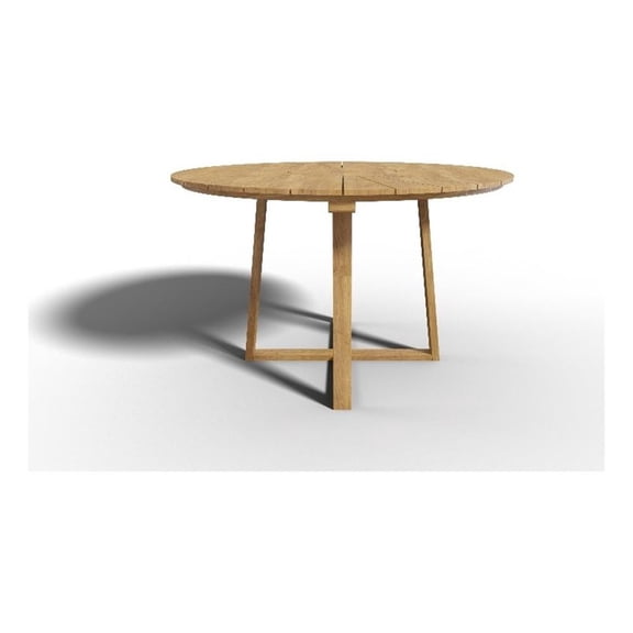 Pemberly Row Traditional Round Teak Outdoor Dining Table in Natural
