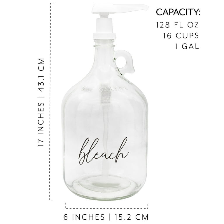 Darware Gallon Glass Bleach Pump Bottle, Refillable Liquid
