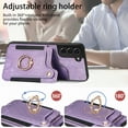 thumbnail image 4 of Allytech Galaxy S21 Plus Case Wallet, RFID Blocking Multiple Cards Slots Ring Holder Stand Shockproof Protective Hand Wrist Wallet Case Cover for Samsung Galaxy S21+ Plus - Purple, 4 of 12