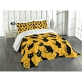 thumbnail image 3 of Ambesonne Halloween Quilted Bedspread Set 3 Pcs, Black Cat Vintage, Queen Size, Black Orange, 3 of 5