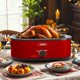 thumbnail image 4 of Sunvivi Horno asador de 20 cuartos con tapa auto-bastante, horno eléctrico para asar pavo con bandeja y rejilla extraíbles, acero inoxidable, rojo, 4 of 5