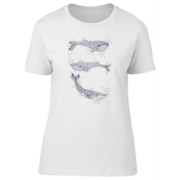 Beautiful Paisley Whales Sketch T-Shirt Women -Image by Shutterstock, Female x-Large