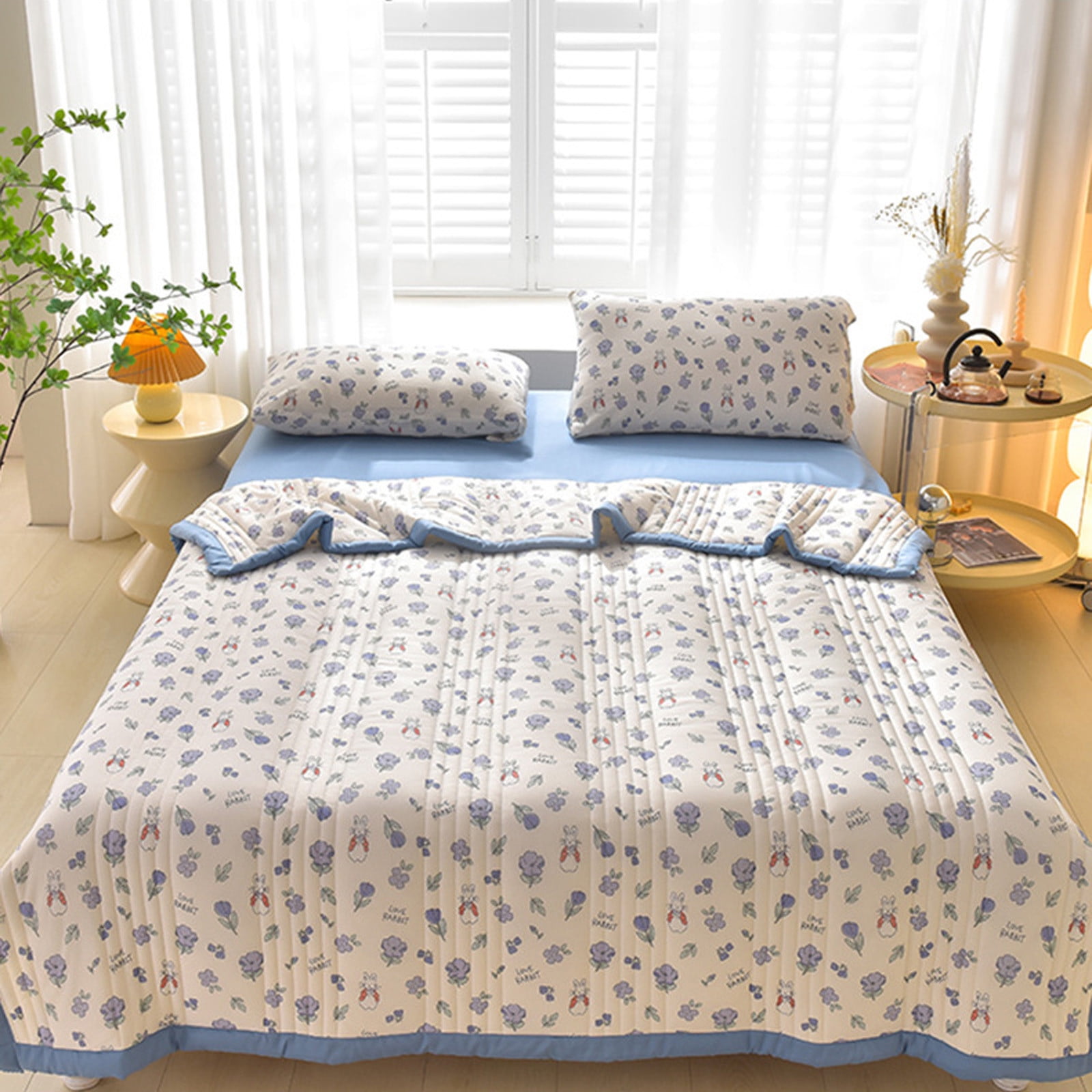 Quilts for Queen Bed Light Bedspreads,Soft Bed Summer Quilt Lightweight Microfiber Bedspread,Modern Style Flowers Pattern Coverlet for All Season 150x200