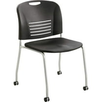 Safco Vy Straight Leg Stacking Chair with Caster in Black (Set of 2)