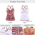 thumbnail image 4 of RELLECIGA Women's Push Up Tankini Top Twist Front Ruched Tankini Bathing Suits Vintage Swimsuit V-Neck Tummy Control Swimwear Top, 4 of 10