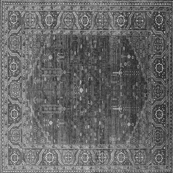 Ahgly Company Indoor Square Oriental Gray Industrial Area Rugs, 6' Square