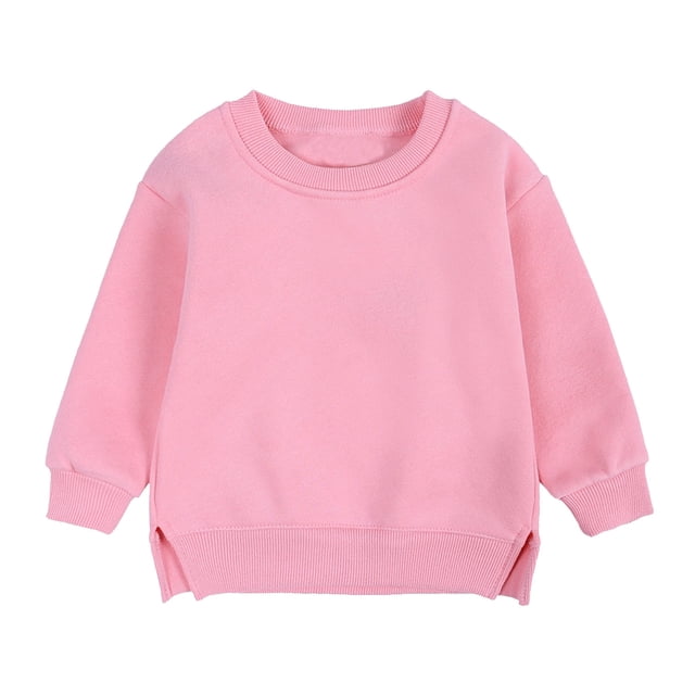 Hiiyo Little Boys Fleece Sweatshirt Solid Color Crewneck Pullover Sweatshirts for Kids
