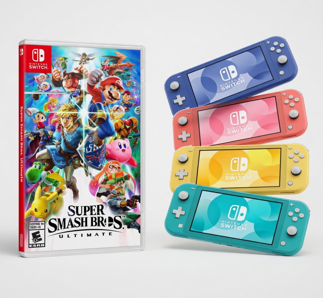 Restored Nintendo Switch Lite Handheld Gaming Console – Super Smash Bros. Ultimate (Refurbished)