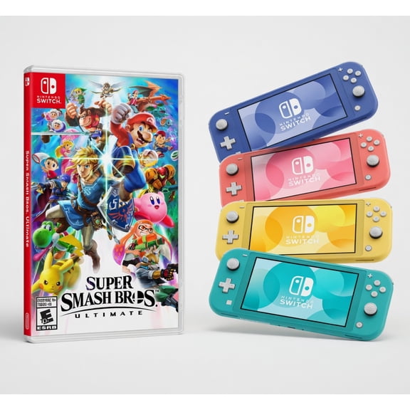 Restored Nintendo Switch Lite Handheld Gaming Console Super Smash Bros. Ultimate (Refurbished)