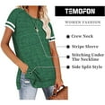 thumbnail image 5 of TEMOFON Tops for Women Casual Summer Short Sleeve Tunic Top Side Split Blouse Baggy Sport Workout T-shirt Green Tees, 5 of 5