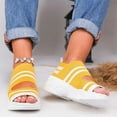 thumbnail image 4 of Sandals Womens Clearance Ladies Mid Heel Mesh Slip On Sporty Rubber Toe Covered Platform Sandals Slippers Yellow 38, 4 of 6