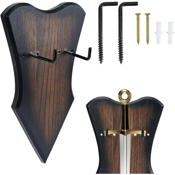 Katana Wall Mount Holder Plaque Swords Hanger Vertical Display Holder Coconut Brown Adjustable Stand