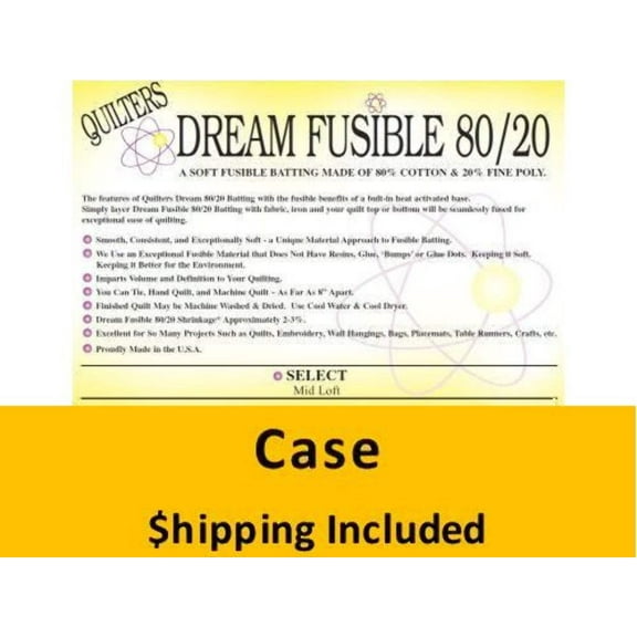 FUSETH Dream Fusible 80/20 Batting (Case(12), Throw 60 in x 60 in) shipping included*