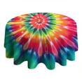 thumbnail image 4 of Colorful Rainbow Tie Dye Spiral Pattern Round Tablecloth 60"x60",Wrinkle Wipeable Table Cloth for Kitchen Dining Room Picnic Patio Party, 4 of 6