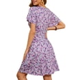 thumbnail image 4 of UVN Summer Dresses for Women Short Sleeve V Neck A-Line Midi Dress Boho Beach Floral Print Sundress, 4 of 8