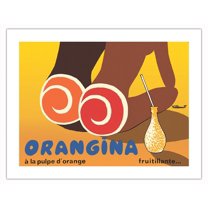 Orangina Soda with Orange Pulp (á La Pulpe d’Orange) - Fruitilliante - Vintage Advertising Poster by Bernard Villemot c.1972 - Bamboo Fine Art 290gsm Paper (Unframed) 17x22in