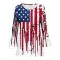 thumbnail image 4 of Kvture 4th of July Tops for Women Henley V Neck Button 3/4 Sleeve Blouse Independence Day Patriotic T Shirts Summer White Tees M, 4 of 4