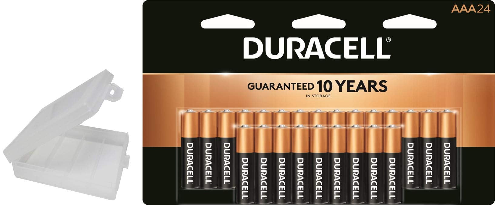 Duracell CopperTop AAA Alkaline 1.5V Batteries Exp. 2028 with Holder, 24 Pack