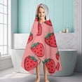 thumbnail image 6 of Red Strawberry Plants Fruit Pink Pattern Hooded Bath Towel，60"x35" for Ages 3 To 12 Kids, Quick Dry Lightweight Soft Microfiber Hood Beach Towel Cover Up for Kids, 6 of 7
