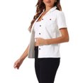 thumbnail image 4 of INSPIRE CHIC Women's Denim Jacket Short Sleeve Collared Button Up Jean Shirt Tops XL White, 4 of 6