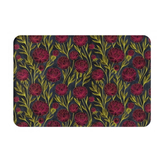 Logiee Burgundy Peony Flowers Print Welcome Mats for Entryway,Door Mat for Front Door,Entry Mat,Doormat for Garden, Garage, Patio, Home, Porch Decor
