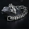 thumbnail image 1 of Pulsera de acero inoxidable plateado con eslabones Ouroboros. Regalo de joyería para hombre., 1 of 9