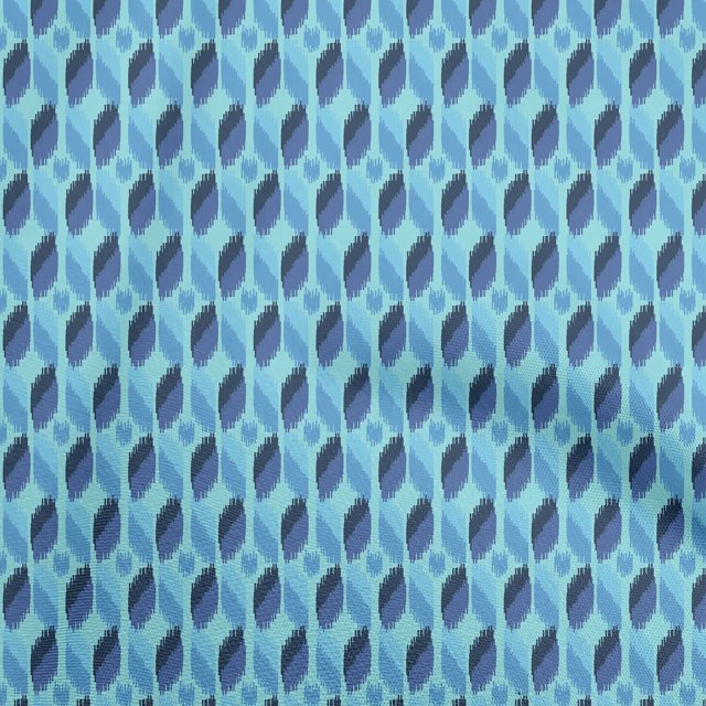 oneOone Cotton Flex Light Blue Fabric Asian Ikat Craft Projects Decor Fabric Printed By The Yard 40 Inch Wide