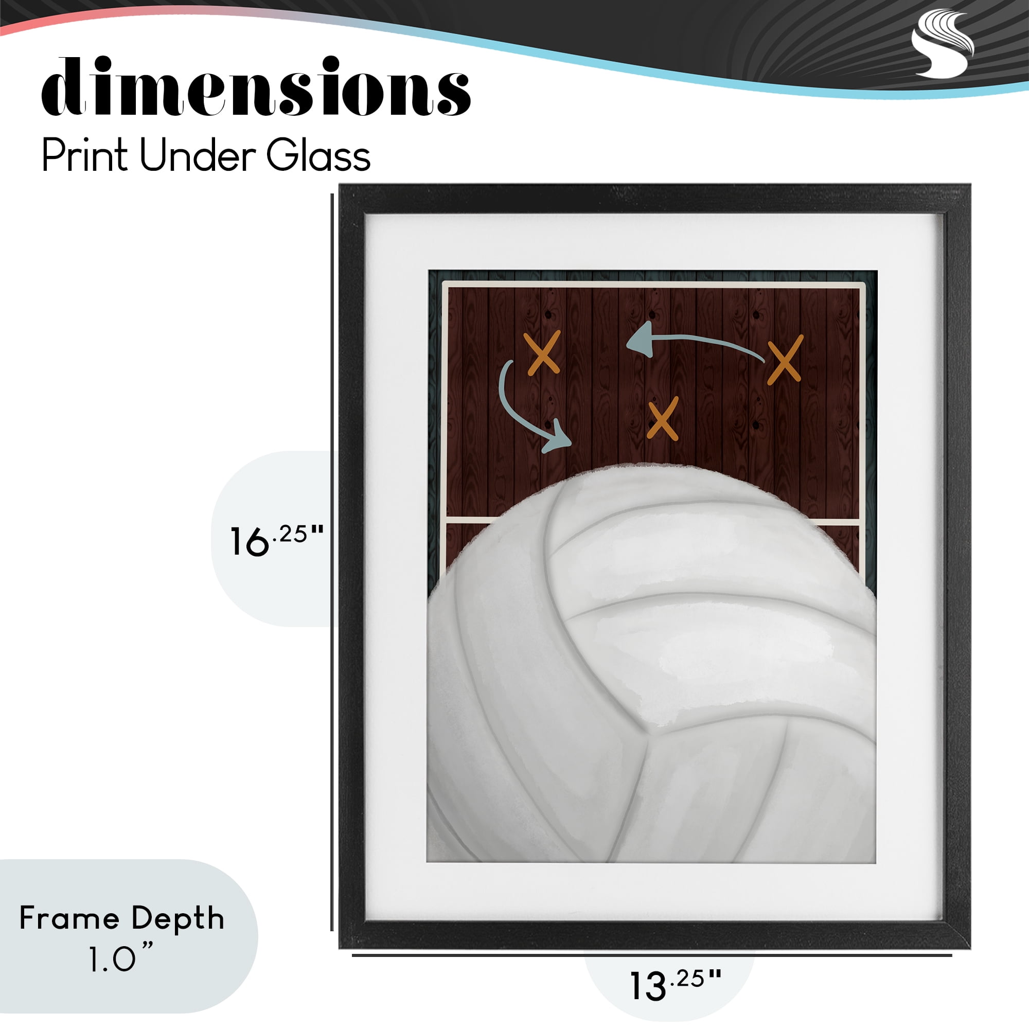 Stupell Industries Volleyball Court Tactics Black Framed Print Under Glass, design by Jennifer Stith