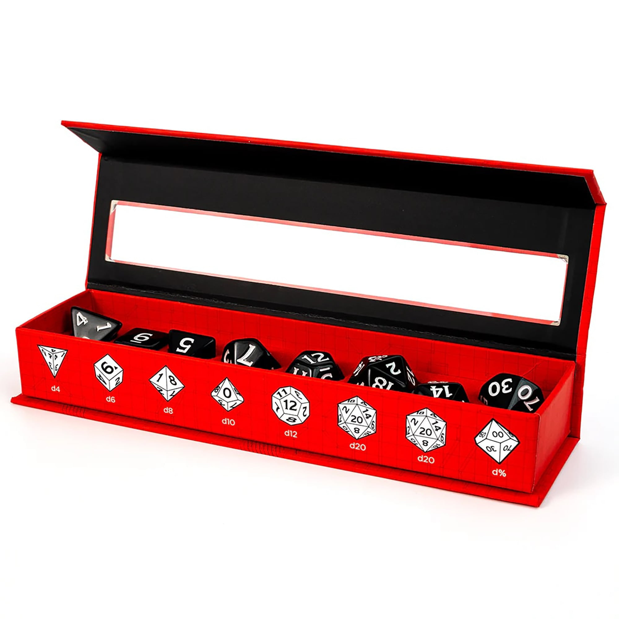 Dungeons & Dragons: D&D New Adventurer Dice Set: Black - 11 Oversized RPG Dice, Magnetic Storage Case, Character Sheet & Pencil, Officially Licensed
