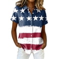 thumbnail image 2 of 250 Anniversary Usa Shirt Women Short Sleeve Button Down Casual 4Th of July Top Usa Flag Graphic T-Shirts, 2 of 5