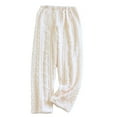 thumbnail image 2 of ALLLIST Ladies Pajamas Pants Winter Flannel Bottoms Casual Beige Plain Cable Knit Home Clothes Sleepwear Women, 2 of 5