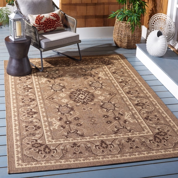 Safavieh Courtyard Angela Medallion Indoor/Outdoor Area Rug, Brown/Creme, 2' x 3'7"