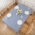 thumbnail image 4 of Vinyl Tablecloth with Flannel Backed Waterproof Oil-Proof PVC Table Cloth Stain-Resistant Wipeable Easy Care Table Cover for Indoor and Outdoor (Blue Stripe, 60 x 84 Inch Rectangle), 4 of 6