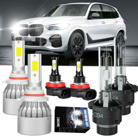 For Bmw X5 2002 2003 2004 Hid 9005 D2S LED Headlight Bulbs Hi/Lo H11 Fog Light