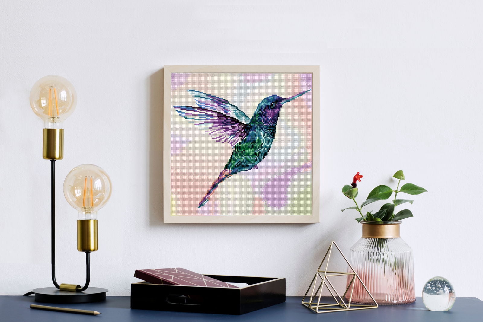Diamond Dotz Hummm Along Hummingbird  Diamond Painting Kits for Adults - Diamond Art Kits a Relaxing Creative Craft Kit with Dotz Gems 12.6"x12.6"