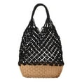 thumbnail image 1 of Bolso bohemio de la paja del bolso del cubo del totalizador de la playa del verano para las compras del viaje Negro Macarena bolsos de hombro de paja para mujer, 1 of 7