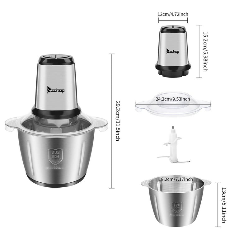 Winado Electric Meat Grinder, 2.8L Large Capacity Professional Stainless  Steel Food Processor Chopper With 500W Super Power for Meat Vegetables  Onion, 4 Sharp Blades for Quick Chopping 