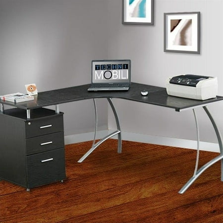 Techni Mobili L Shape Corner Desk With File Cabinet In Dark Espresso Walmart Canada