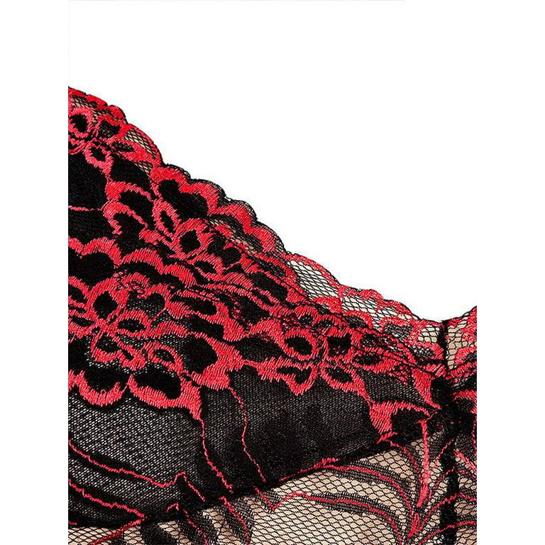 Fullglady, Intimates & Sleepwear, Fullglady Bra Size 54ddd Lightly Padded  Black W Red Tan Floral Embroidery