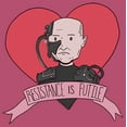 thumbnail image 2 of Women's Star Trek: The Next Generation Valentine's Cartoon Borg Picard Heart Resistance Is Futile  Racerback Tank Top Pink Heather X Small, 2 of 4