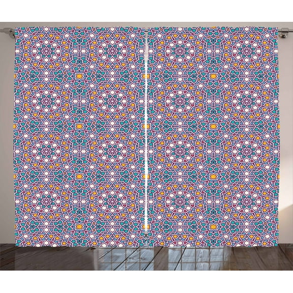 Ambesonne Moroccan Curtains 2 Panel Set, Star Pattern, 108" x 90", Multicolor