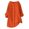 thumbnail image 5 of Orange Women Shirts, Womens Daily Casual Linen Shirts Long Sleeve Shirts Tops Casual Blouses Loose Fit Shirt,Women Shirts S, 5 of 6