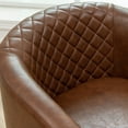 thumbnail image 3 of 29" W Modern Faux Vegan Leather Barrel Chair, PU Upholstered Tufted Accent Club Chairs with Nailhead Trim, Small Armchair for Living Room Bedroom Apartment Lounge Nursery, Brown, 3 of 11