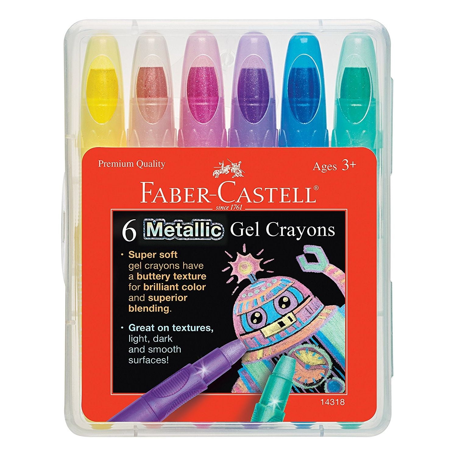 Metallic Gel Crayons 6 Pack Art Supplies by Creativity For Kids
