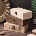thumbnail image 3 of 1PC Retro Jewelry Box Desktop Natural Wood Clamshell Storage Decoration Wooden, 3 of 5