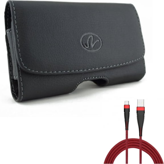 Case Belt Clip w 10ft USB-C Cable for Samsung Galaxy A53 5G,A33 5G Phones - Leather Swivel Holster Loops, Type-C Charger Cord Power Wire