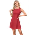 thumbnail image 1 of Sleeveless Crew Neck Club Mini Dress Red M, 1 of 6