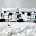 thumbnail image 4 of Erosebridal Blue Sqare Sheet Set Twin,Geometric Rectangle Bedding Sets Twin Size,Abstract Decoration,3pcs, 4 of 7